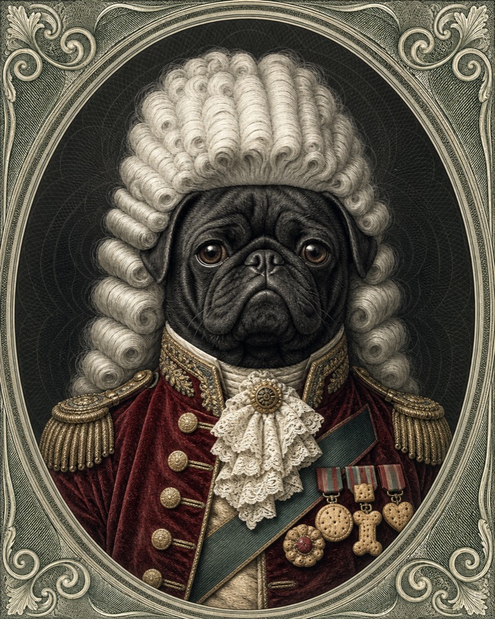 Engraved portrait of Commodore Biscuit