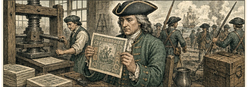 Editorial illustration: Massachusetts prints first