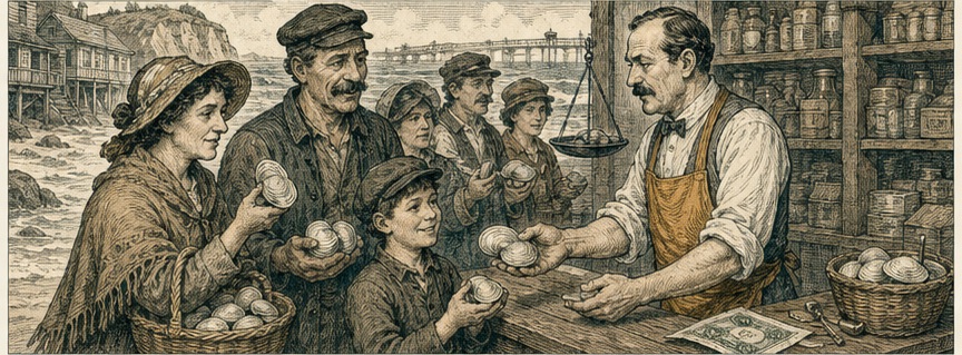 Editorial illustration: California pays in clams
